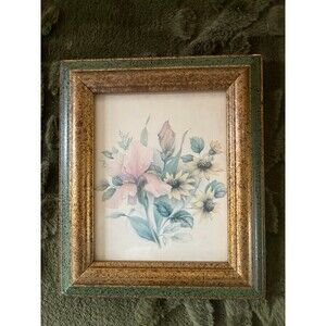 Antique Framed Pastel Flowers